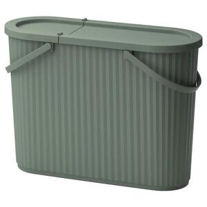 13 Gallon Ribbed Plastic Recycling Bin with Lid and Handle 5.5 x 10.75 x 18"